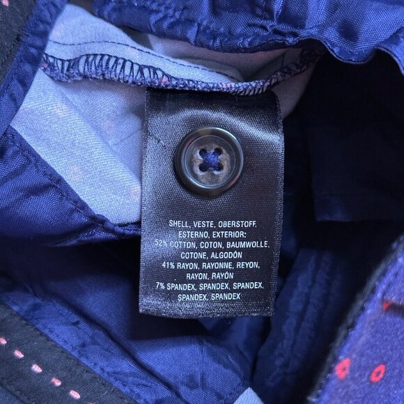 Anthropologie Pants US 2 Womens Blue Twill Circular Dot Ankle Red - Picture 8 of 9